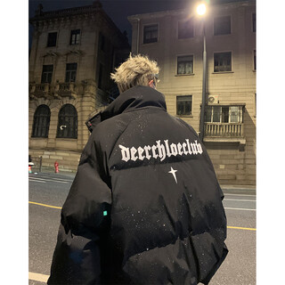 Xuansentu american black down jacket men's winter thickened baby's breath jacket european and american high street couple's jacket cotton-padded jacket my05 black xl