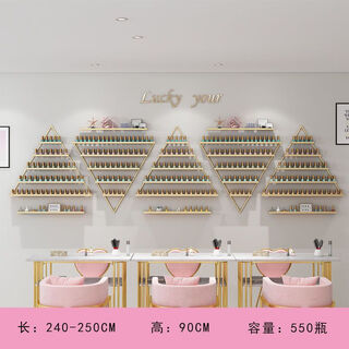 ins简约美甲油胶展示架指甲油架子网红三角壁挂墙上置物架货柜多 金色十件套（3正2倒5横条）