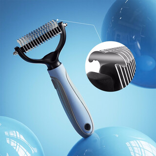 Huayuan pet tools (hoopet) dog comb to remove floating hair, detangle comb, dog hair cleaner, dehairing knife, comb brush, pet cat comb, blue large size 16 teeth (long-haired cats, medium and large dogs