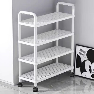 Kunfeng dormitory shoe rack home door multi-layer indoor shoe rack rental corridor simple storage rack shoe cabinet removable three-layer warm white-51cm reinforced no wheels