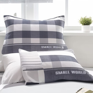 Mengyier 2024 new pure cotton pillow towels in a pair, three-layer gauze student couple absorbs sweat and oil, men's anti-slip pillow towels - plaid gray 52*78-c-m, a pair