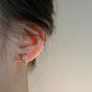 Yijin ocean blue mist blue enchantress cat's eye earrings women's 925 silver needle super fairy retro forest earrings cat's eye earrings silver needle