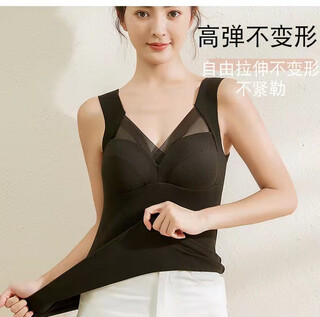 Autumn and winter body-shaping vest with padded velvet vest bra brushed german velvet seamless heating and warmth xxxxl black