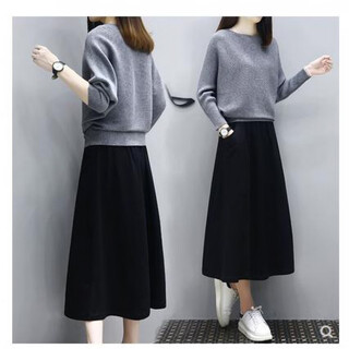 Lisaft 2025 new spring and autumn women's two-piece suit dress for small people to wear matching temperament clothes gray one size (recommended 85-135jin jin is equal to 0.5 kg)