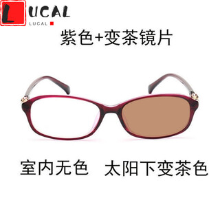 Lucaly women's sunglasses, sunglasses for small faces, color-changing glasses for women, trendy anti-blue light glasses, flat, no prescription, full-frame, color-changing sunglasses, purple frames (tea lenses), flat, no prescription