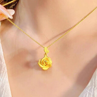 Yage necklace women's 18k color gold clavicle chain 2025 new rose v gold pendant as valentine's day gift for girlfriend romantic rose necklace
