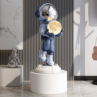 Bing shimei astronaut astronaut large living room floor-standing ornaments tv cabinet home decoration opening housewarming gift with height increase platform astronaut-blue