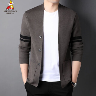 Scarecrow sweater men's sweater cardigan with wool spring and autumn sweater jacket men's korean style trendy sweater simple and casual coffee color xl (175)