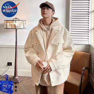 Nasawassup large size small suit men's high-end small fragrance jacket autumn and winter woolen suit collar jacket @ apricot 4xl recommended 240-300jin jin equals 0.5 kg