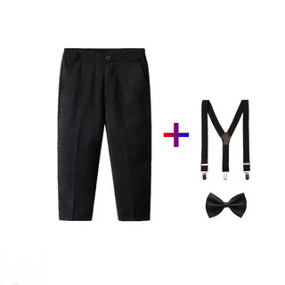 Han chang children's black trousers, girls' trousers, boys' spring and autumn trousers, primary school students' performance, older children's school uniform trousers, trousers + suspenders + black tie 110cm