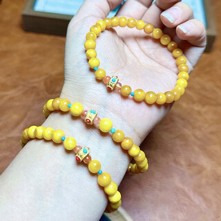 Caizhi factory price natural beeswax original bracelet manmi original 5-6mm amber bracelet design couple men and women