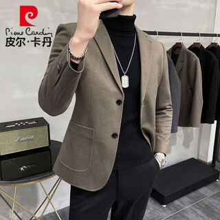 Pierre cardin woolen casual small suit jacket spring and autumn korean style single suit top business men's high-end handsome men's suit khaki color l recommended 110-130jin jin equals 0.5 kg