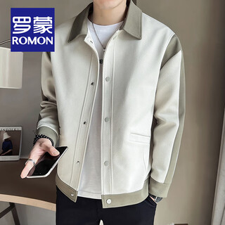 Romon piushuai color-blocked jacket for men, high-end, trendy, casual, versatile, handsome lapel, spring and autumn, cotton and thickening k351-83 light khaki, spring and autumn style, xl size 130-150jin jin is equal to 0.5 kg