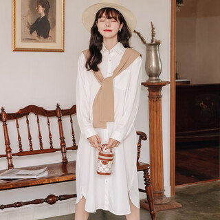Miduli maternity dress spring autumn maternity clothing spring top suit shirt maternity skirt women summer white l (recommended 100-140 jin jin equals about 0.5 kg)