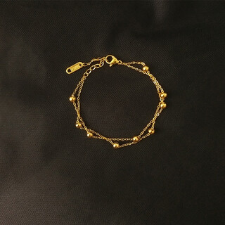 Olevo small golden bean double-layer bracelet for women 18k gold retro with simple new design high-end light luxury niche hand jewelry 18k gold