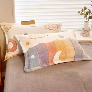 Flangemo winter velvet pillowcase single 48cmx74cm coral milk crystal flannel plush pillowcase pair rainbow dreamland one pack snowflake velvet pillowcase / 48cmx74cm