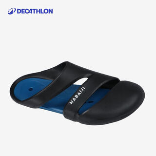 Decathlon (decathlon) swimming men's sports slippers, men's fashionable outdoor quick-drying beach clogs, nabd clog500, black, dark blue bottom, size 42-43 (recommended to buy one size larger if the instep is high)