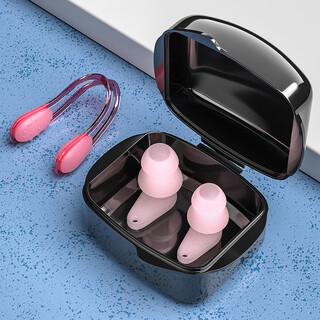 Youyou swimming anti-water earplugs nose clip set silicone bathing diving equipment for adults and children pink