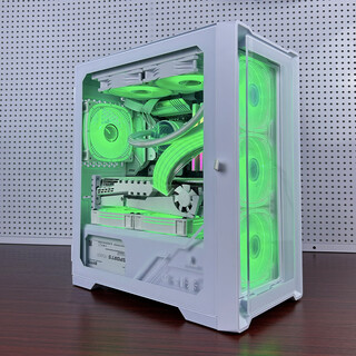 Wanjia juechen shadow computer chassis desktop (m-atx motherboard/glass side transparent panel/top 240 water cooling positions/8 fan positions/3 hard drive positions) shadow white + 3 wanjia prism fans support 5v3 pin argb