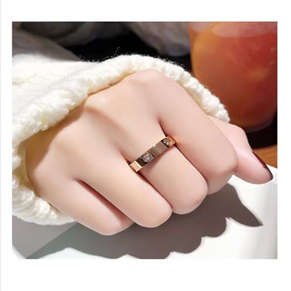 Xuan yong jewelry's rose gold love ring new style 3 hard gold internet celebrity same style couple wide version rose gold diamond-free no. 6 ring