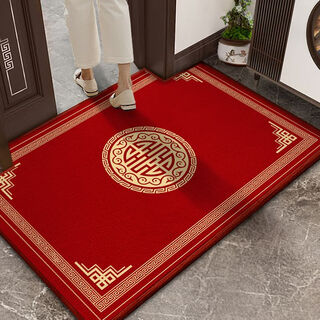 Shansui chinese-style entrance door floor mat red door mat door carpet door mat resistant to stains and non-slip can be cut for festive home use chinese pattern-xun sj 100x140cm