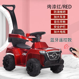 babypure shine儿童电动车四轮手推汽车充电遥控越野车小孩男可坐人女宝宝玩具车 [豪华烤漆红]带手推杆+遥控