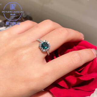 Nilan pt950 platinum emerald ring artificial female moissanite fashion retro temperament inlaid no. 6