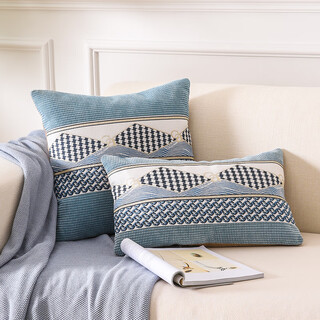 Simple modern sofa pillow with core office nap artifact pillowcase waist pillowcase bedside back cushion customization lingbo-blue 45x45cm pillowcase + pillow core