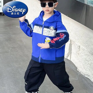 Disney (disney) disney boys ultraman jacket spring new children's handsome and fashionable hooded color blocking windbreaker kids color blocking ultraman blue 80