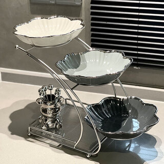Guyou high-end ceramic fruit plate living room dry fruit plate snack plate multi-layer dessert plate creative front desk snack plate