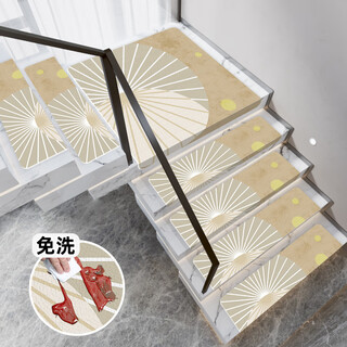 Little brown bear stair step mat self-adhesive stair mat non-slip household floor mat step sticker rotating stair foot mat silicone mat warm sunny self-adhesive bottom wipe clean 70*22+4.5cm side fold down