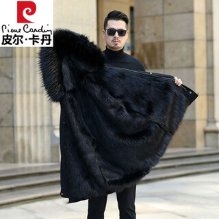 Pierre cardin parker men's mid-length mink velvet liner removable coat fur winter new thick warm jacket black shell + black liner (mid-length) men's and women's m recommended 90-105 jin jin equals 0.5 kg