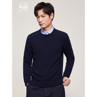 Ordos 1980 anti-static autumn and winter pure cashmere round neck decorative men's thickened knitted pullover 1980 blue xl 180/100a