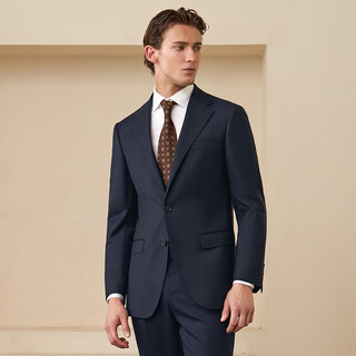 Guillaume de mons machine washable contains mulberry silk suit commuting groom business formal casual wool men's suit prussian blue top + trousers 48