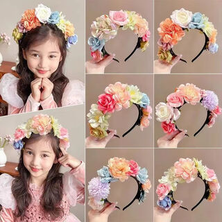 Beautifully made children's imitation hairpin hanfu garland hair accessories girl flower headband ethnic style little girl hairpin headband fairy garland 1 hairpin flower headband (random color)