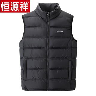 恒源祥2025新款马甲男秋冬季坎肩无袖厚款保暖背心棉服男外套防寒保 【宽格】92206黑色 3XL 建议120-140斤