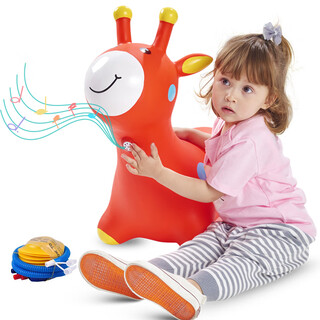 哈哈球儿童玩具音乐跳跳马跳跃玩具充气小皮马3-6岁感统训练节日礼物 小鹿叮当大号3音乐红色H1432