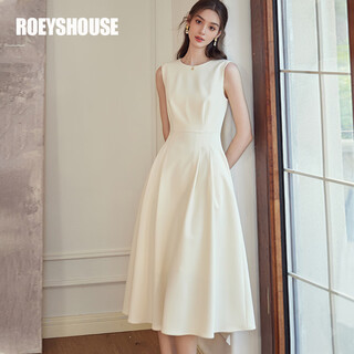 Roeyshouse luo yi elegant and simple sleeveless dress new autumn women's high-quality temperament swing dress skirt 09928 mi xing m (it is recommended to contact customer service for confirmation before shooting)