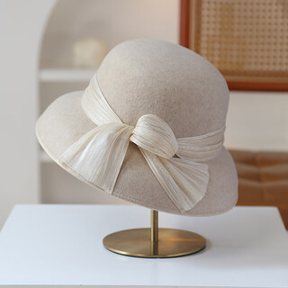 Jolisac autumn print french elegant retro hepburn style woolen bell hat women’s photos good-looking versatile autumn and winter gift hat mixed beige adjustable