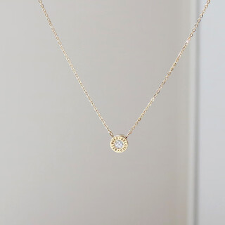 Oyin korean pure 14k gold necklace for women mini beanie micro inlaid round diamond k gold clavicle chain necklace necklace full length 42cm