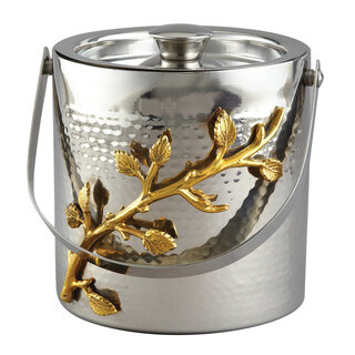 Elegance 15cm stainless steel ice bucket with hammer pattern design for home bar ice storage