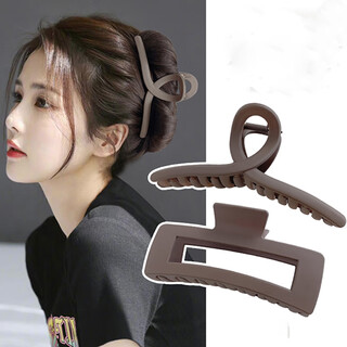 Jieweiyi large size grab clip women's new hair clip high-end hair clip hair volume back of the head shark clip hair accessories bh-fj089 coffee brown + coffee brown square 2-piece set