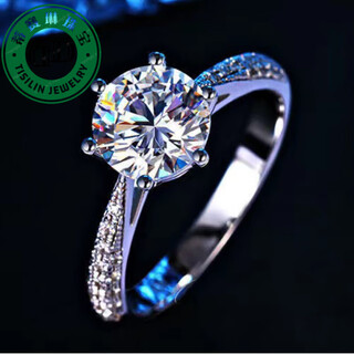 Fat donglai same fake diamond ring 925 color six-claw moissanite engagement ring female couple ring birthday gift luxury micro-paved platinum moissanite diamond ring
