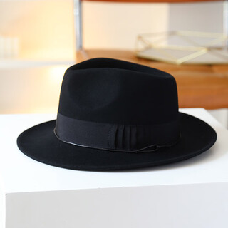 Jolisac french imported wool gentleman's jazz hat for men and women british felt hat autumn and winter with coat foldable black adjustable