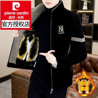 Pierre cardin velvet thickened jacket men's autumn and winter short casual stand-up collar woolen coat gold mink velvet quilted warm jacket 5522 black velvet warm velvet 2xl suitable for 138-148jin jin equals 0.5 kg