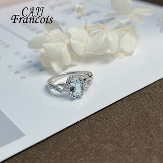 Cajj francois 1.2 carat aquamarine ring for women, jewelry gemstone 925 silver inlaid, natural colored gemstones, jewelry accessories, aquamarine ring size 12