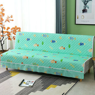 Xuxian full-cover sofa cushion foldable sofa bed cover four-season universal non-slip sofa cover simple dual-purpose without armrests small fish green 1.8 meters long and 1.5 meters wide
