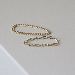 Mi ling south korea imported gold jewelry pure 14k gold ring stacked plain chain naked chain small soft chain tail ring pure gold ring no. 13 spot dense chain