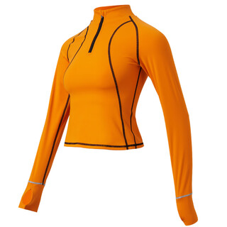 Cosleaf yoga clothes long-sleeved women's slim half-zip fitness clothes autumn and winter pilates training and cycling nsrf2342403 bright orange s (recommended 80-95jin jin equals 0.5kg)