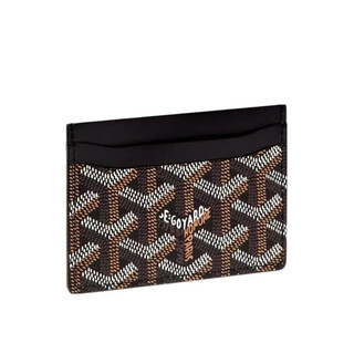 Goyard geometric pattern printed color block canvas and calfskin card holder card holder regular men and women same style couple model black